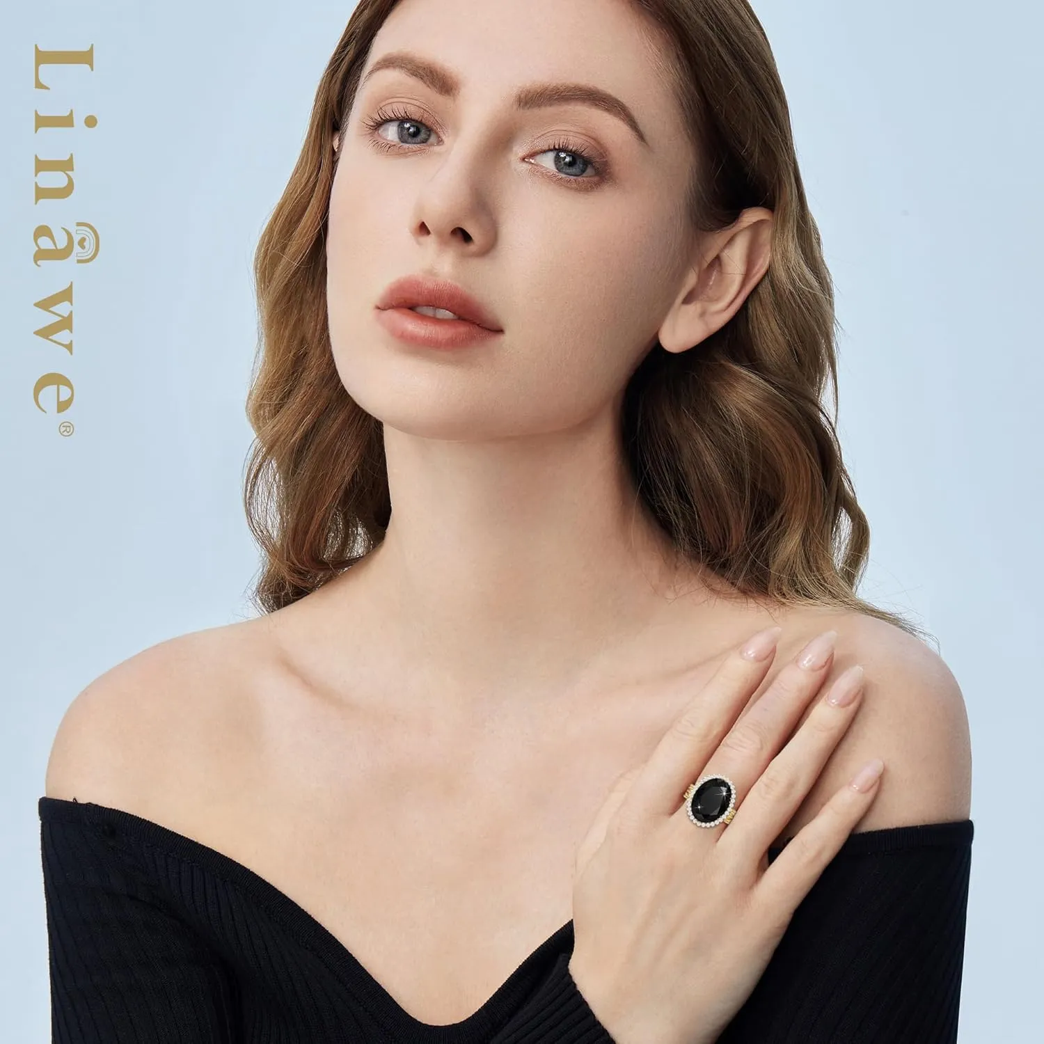 Linawe Birthstone Chunky Adjustable Rings for Women, Gold/Silver/Rose Gold Statement Rings, Imitation Diamond Fake Gemstone Crystal Cocktail Ring, Cubic Zirconia Costume Jewelry