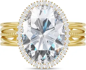 Linawe Birthstone Chunky Adjustable Rings for Women, Gold/Silver/Rose Gold Statement Rings, Imitation Diamond Fake Gemstone Crystal Cocktail Ring, Cubic Zirconia Costume Jewelry