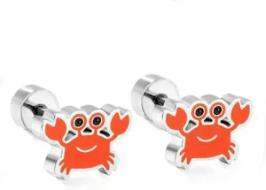 Little Red Crab Cartilage Studs Earrings for Women Stainless Steel Hypoallergenic Tiny Ocean Sea Animal Ear Piercing Screw Back Cartilage Tragus Post Small Statement Studs Delicate Birthday Jewelry