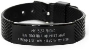 Long Distance Best Friend Best Friend Engraved mesh Bracelet for BFF - Best Friend Birthday Engraved mesh Bracelet - Friend - Friendship Engraved mesh Bracelet