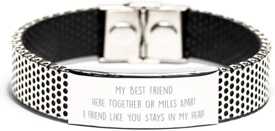 Long Distance Best Friend Best Friend Engraved Stainless Steel Bracelet for BFF - Best Friend Birthday Engraved Stainless Steel Bracelet - Friend - Friendship Engraved Stainless