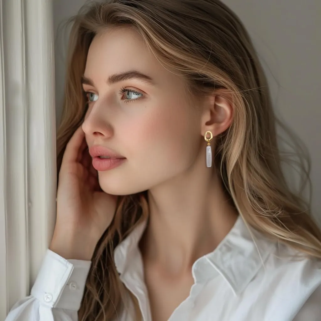long pearl statement earrings for women bar Dangle Stud Earrings Baroque Freshwater pearl 14K Gold plated moon/clover/hoop/triangle designer Jewelry wedding earrings birthday Gift