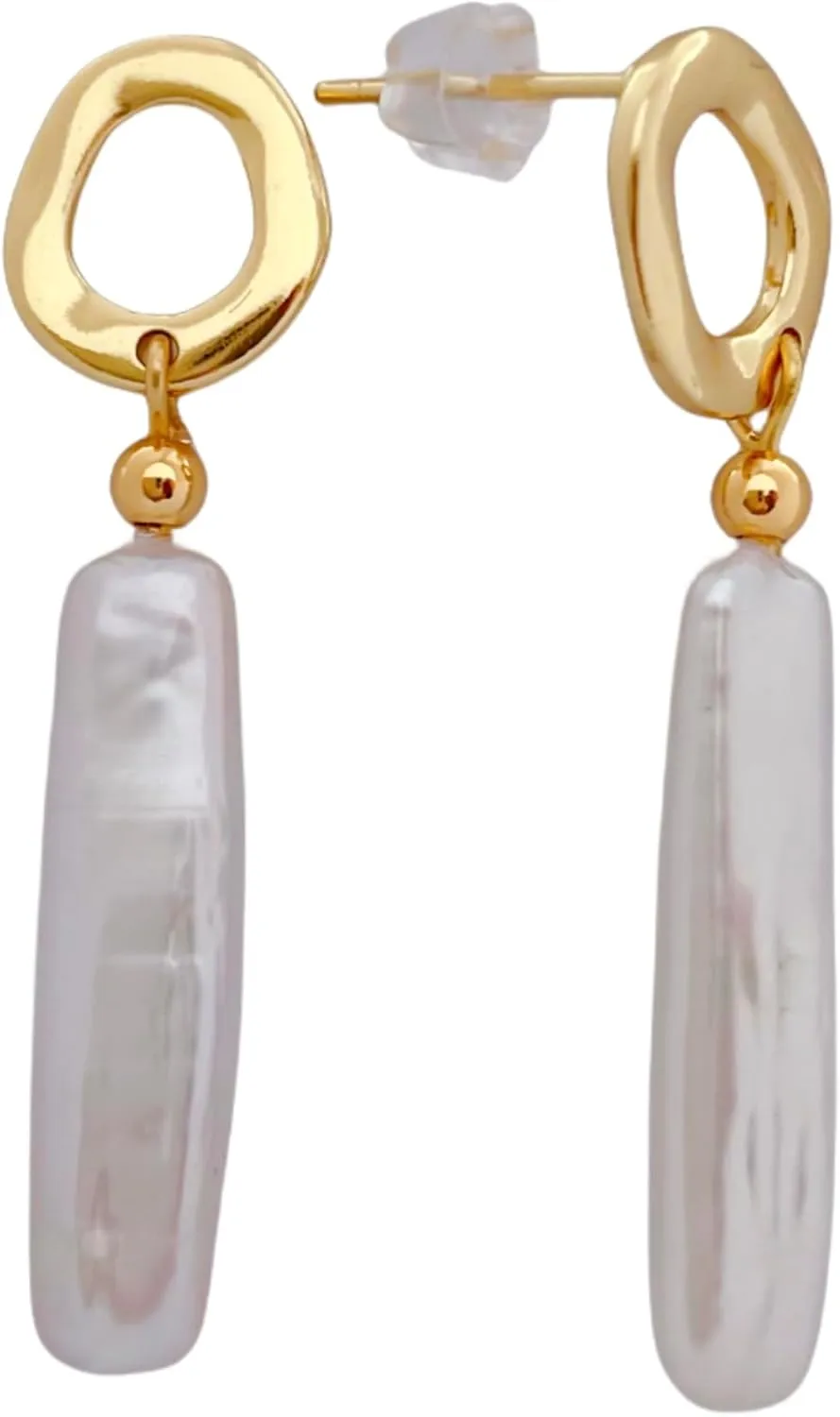 long pearl statement earrings for women bar Dangle Stud Earrings Baroque Freshwater pearl 14K Gold plated moon/clover/hoop/triangle designer Jewelry wedding earrings birthday Gift