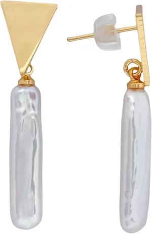 long pearl statement earrings for women bar Dangle Stud Earrings Baroque Freshwater pearl 14K Gold plated moon/clover/hoop/triangle designer Jewelry wedding earrings birthday Gift