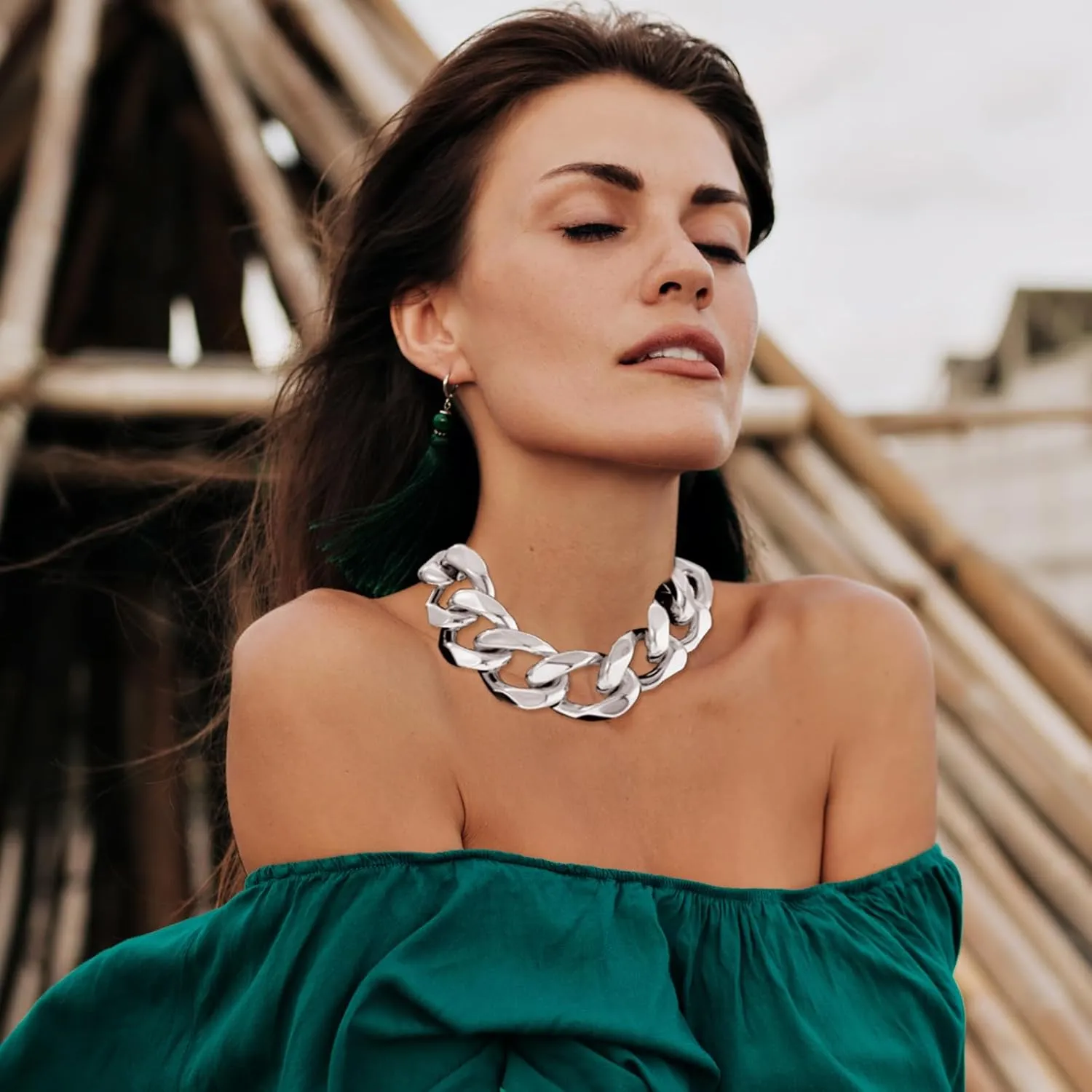 Long tiantian Chunky Gold Necklace Statement Necklace for Women's Jewelry Gold Chain Layered Toggle Clasp Necklaces Gifts