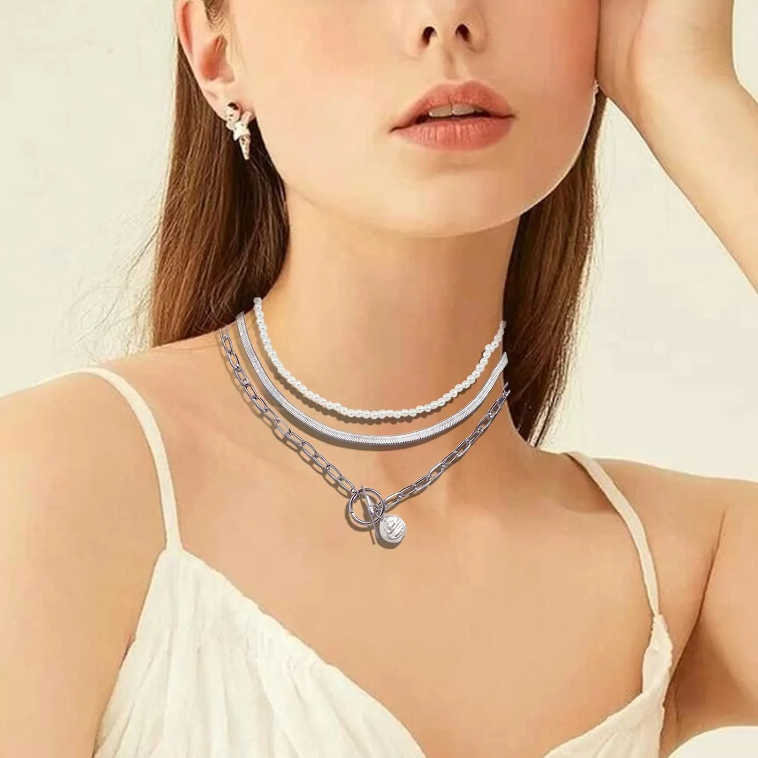 Long tiantian Chunky Gold Necklace Statement Necklace for Women's Jewelry Gold Chain Layered Toggle Clasp Necklaces Gifts