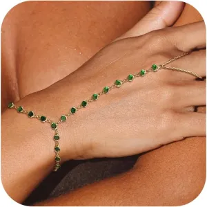 Long tiantian Hand Chain for Women Ring Bracelet Hand Chain Dainty Gold Finger Ring Slave Bracelet Zircon Hands Jewelry Gifts Trendy Stuff 2025