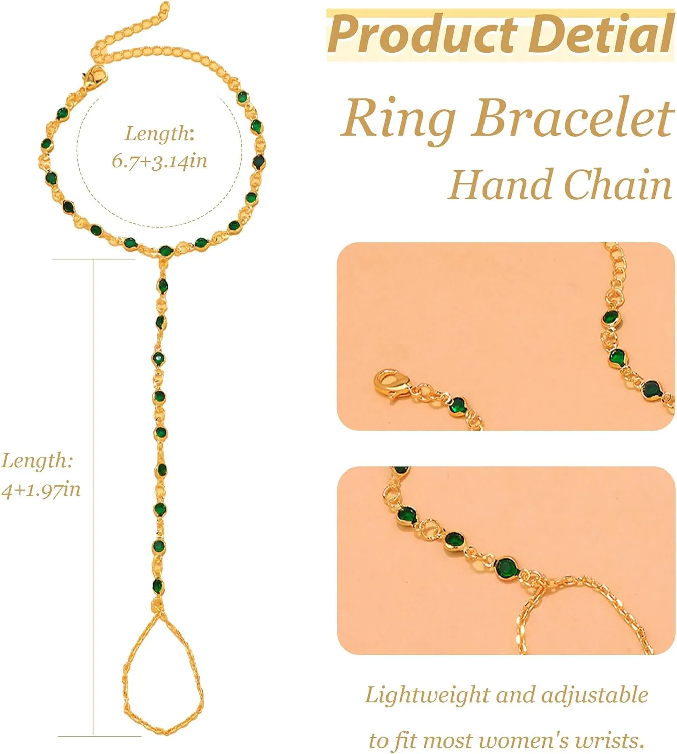 Long tiantian Hand Chain for Women Ring Bracelet Hand Chain Dainty Gold Finger Ring Slave Bracelet Zircon Hands Jewelry Gifts Trendy Stuff 2025