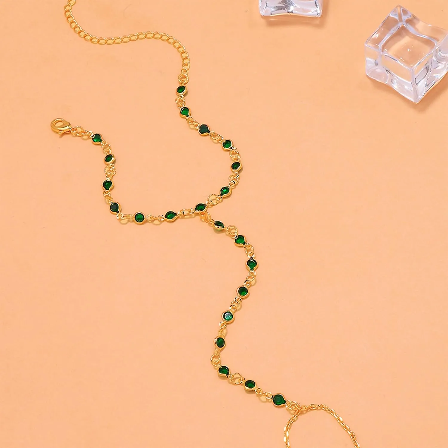 Long tiantian Hand Chain for Women Ring Bracelet Hand Chain Dainty Gold Finger Ring Slave Bracelet Zircon Hands Jewelry Gifts Trendy Stuff 2025