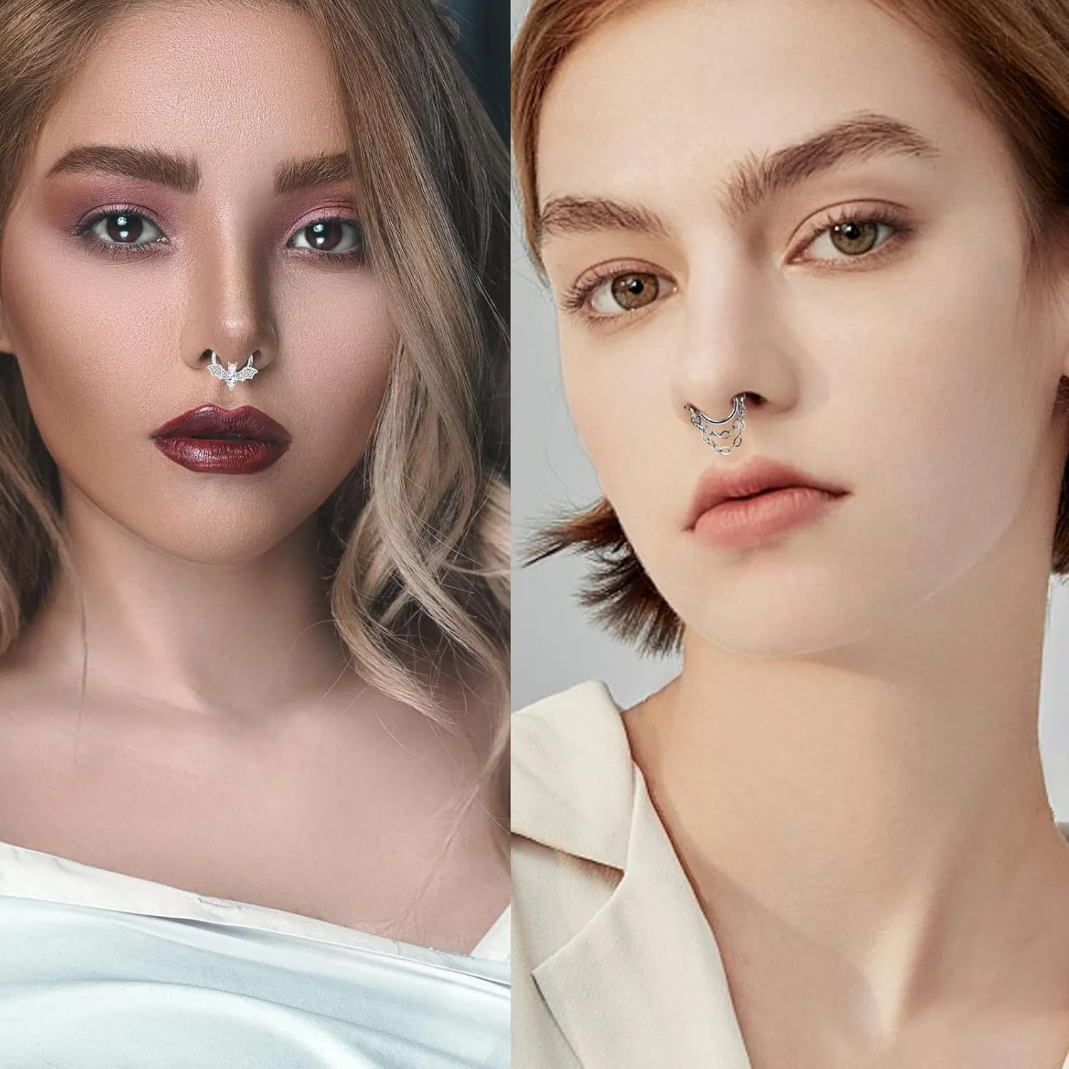 Longbeauty 16G Septum Clicker Nose Rings Hoops Helix Rook Conch Cartilage Daith Tragus Earrings Lobe Nose Piercing Jewelry for Women Men