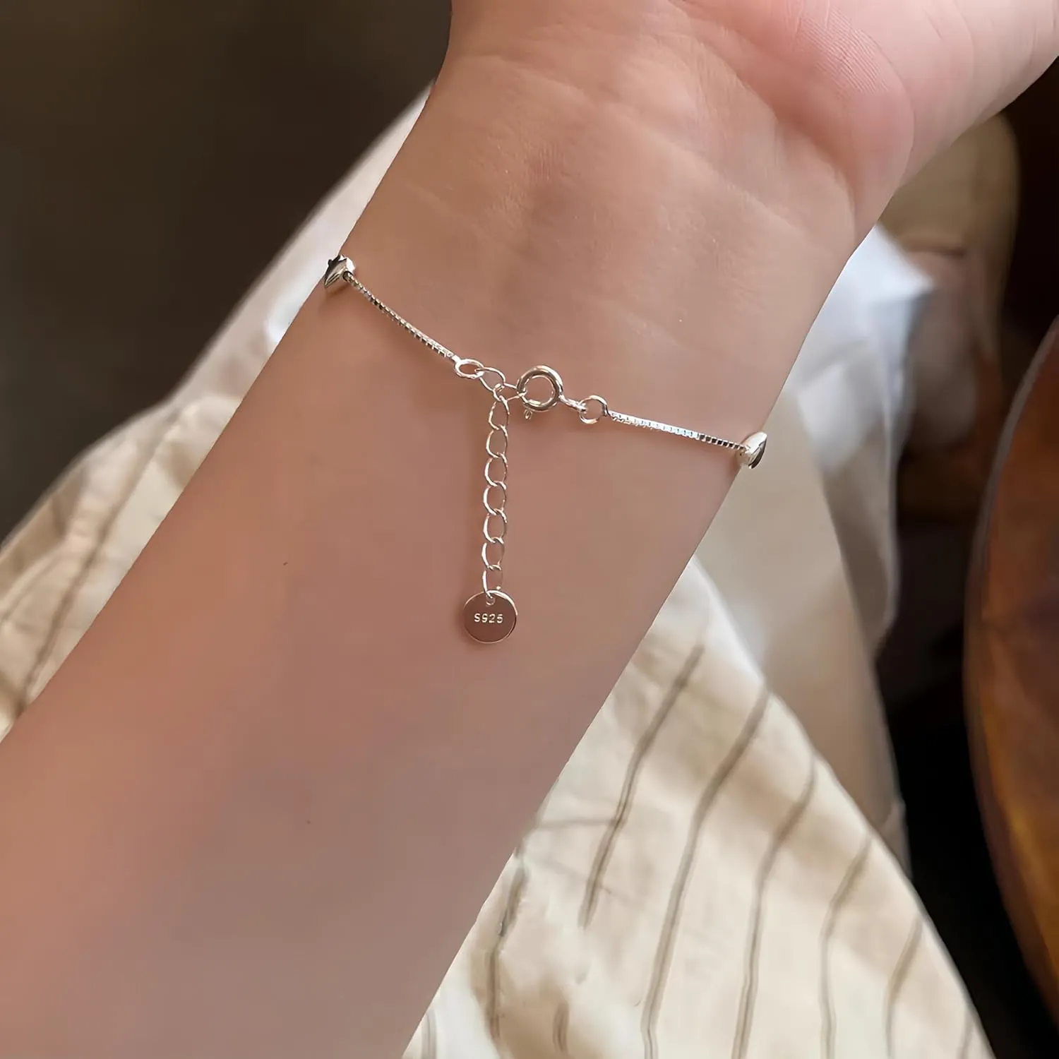 Love Heart Bracelet for Women 925 Sterling Silver Cute Star Moon Emerald Charm Chain Bracelet 14k Gold Plated Adjustable Link Bracelet Bangle Jewelry Christmas Gifts to Daughter Mom