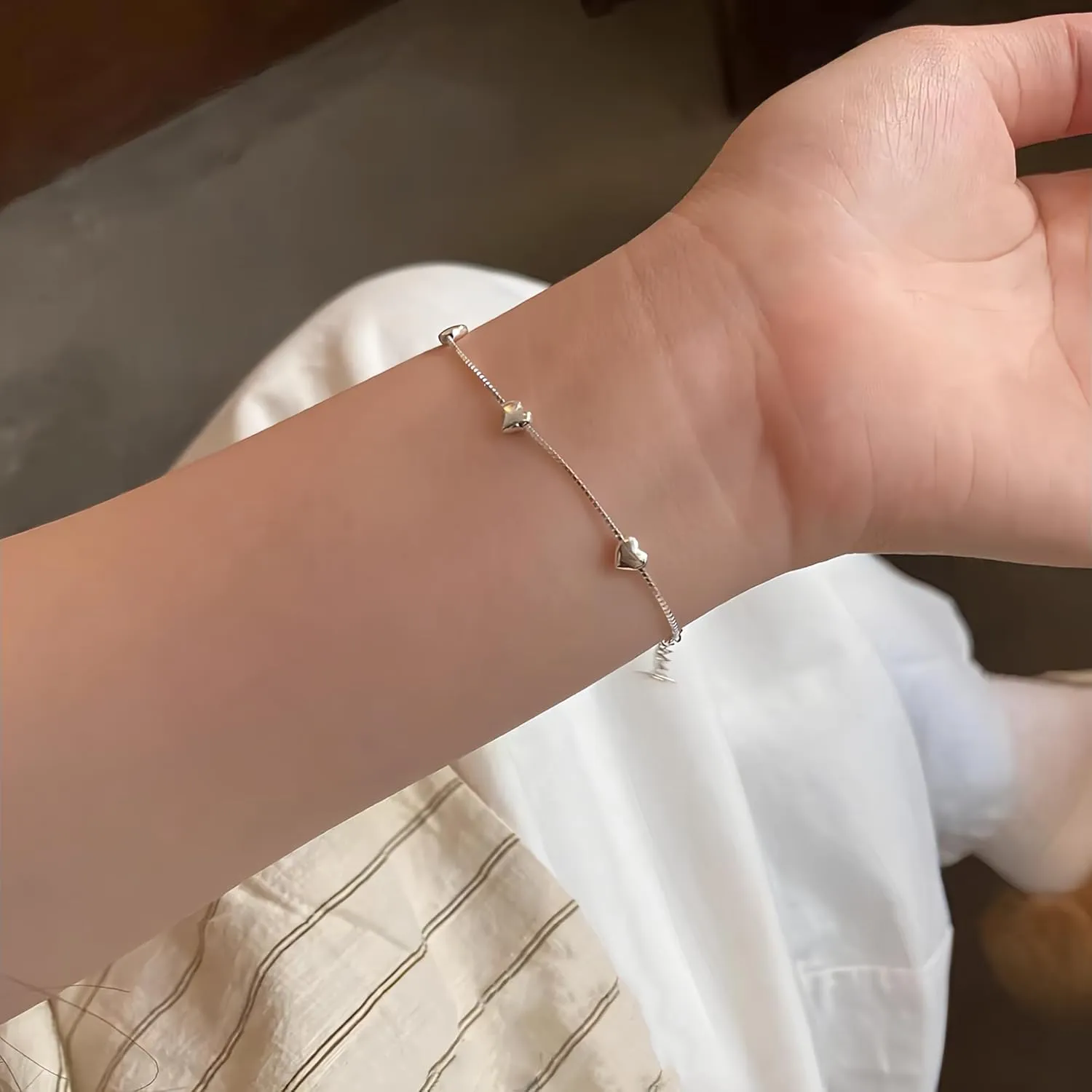 Love Heart Bracelet for Women 925 Sterling Silver Cute Star Moon Emerald Charm Chain Bracelet 14k Gold Plated Adjustable Link Bracelet Bangle Jewelry Christmas Gifts to Daughter Mom