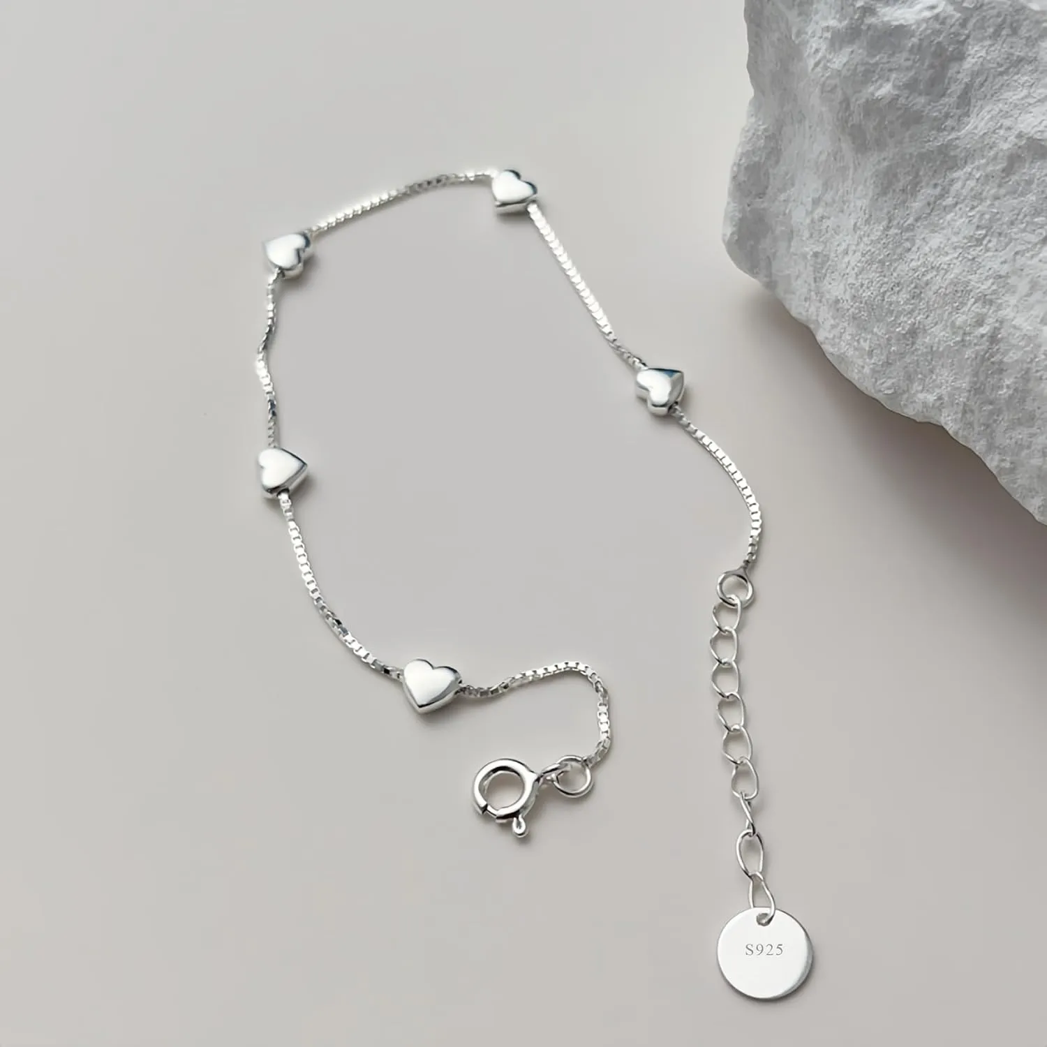 Love Heart Bracelet for Women 925 Sterling Silver Cute Star Moon Emerald Charm Chain Bracelet 14k Gold Plated Adjustable Link Bracelet Bangle Jewelry Christmas Gifts to Daughter Mom