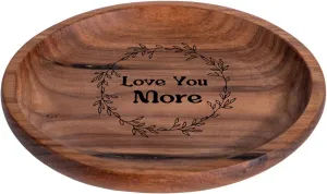 Love You More-Round Wooden Jewelry Tray 4.5 Inch Engraved Wooden Ring Dish Engagement Men Ring Tray Wedding Ring Holder