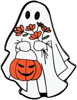 Lovely Ghost Flower Brooch Enamel Pin For Women Girls Boy Cute Cartoon Pumpkin Lantern Lapel Pins Funny Novelty Halloween Brooches Button Badges Backpacks Clothing Bags Hats Holiday Jewelry