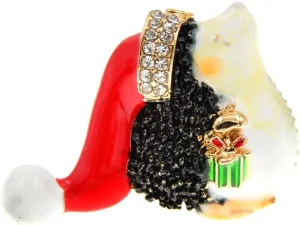 Lovely Hedgehog Lapel Brooch Pin for Women Girls Rhinestone Santa Claus Red Hat Enamel Pins Clip Sweater Scarves Dress Suit Jackets Backpack Badges Brooches Pins Cute Jewelry Gifts Christmas