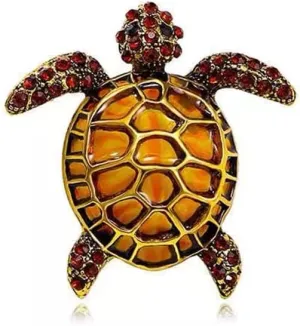 Lovely Turtle Lapel Brooch Pin Crystal Cubic Zirconia Sea Ocean Animal Pins Clip Collar Shirt Jacket Hat Badge Brooches Pins Dainty Jewelry Gifts for Women Girls Clothes Decoration
