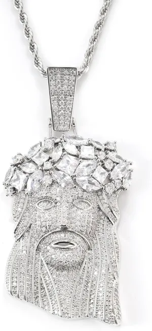LuxeFlex Iced Out 5A Zircon Jesus Pendant Necklace for Men and Women, 14K Gold Plated Simulated Diamond Bling Cross Hip Hop Necklace