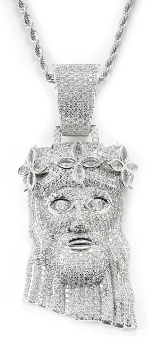 LuxeFlex Iced Out 5A Zircon Jesus Pendant Necklace for Men and Women, 14K Gold Plated Simulated Diamond Bling Cross Hip Hop Necklace
