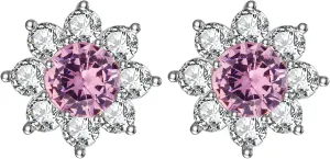 Luxury Austrian Crystal Flower Stud Earrings for Women Fashion 14K White Gold Plated Hypoallergenic Jewelry