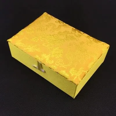 Luxury Chinese Silk Brocade Jewelry Box Rectangle Cotton Filled Tie Gift Packaging Boxes Long Necklace Sweater chain Accessories Storage Cases 5.51x3.94x1.77 inch (gold dragon (2 pcs))