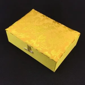 Luxury Chinese Silk Brocade Jewelry Box Rectangle Cotton Filled Tie Gift Packaging Boxes Long Necklace Sweater chain Accessories Storage Cases 5.51x3.94x1.77 inch (gold dragon (2 pcs))