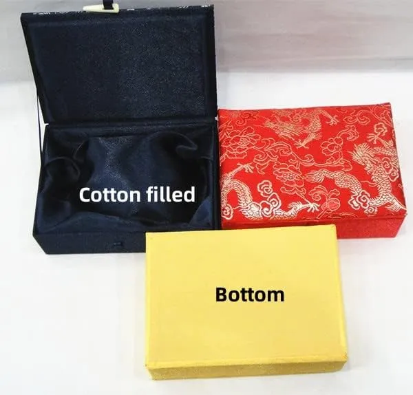 Luxury Chinese Silk Brocade Jewelry Box Rectangle Cotton Filled Tie Gift Packaging Boxes Long Necklace Sweater chain Accessories Storage Cases 5.51x3.94x1.77 inch (Mixed Color (2 pcs))