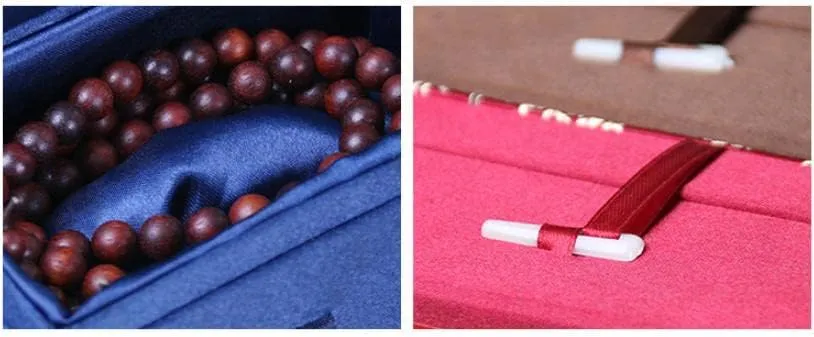 Luxury Chinese Silk Brocade Jewelry Box Rectangle Cotton Filled Tie Gift Packaging Boxes Long Necklace Sweater chain Accessories Storage Cases 5.51x3.94x1.77 inch (Mixed Color (2 pcs))