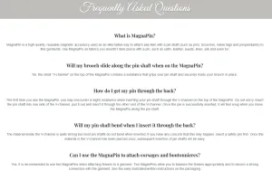 MagnaPin is an accessory used as an alternative way to attach any item with a pin shaft (such as pins, brooches, name tags and pin/pendants) to fine garments.