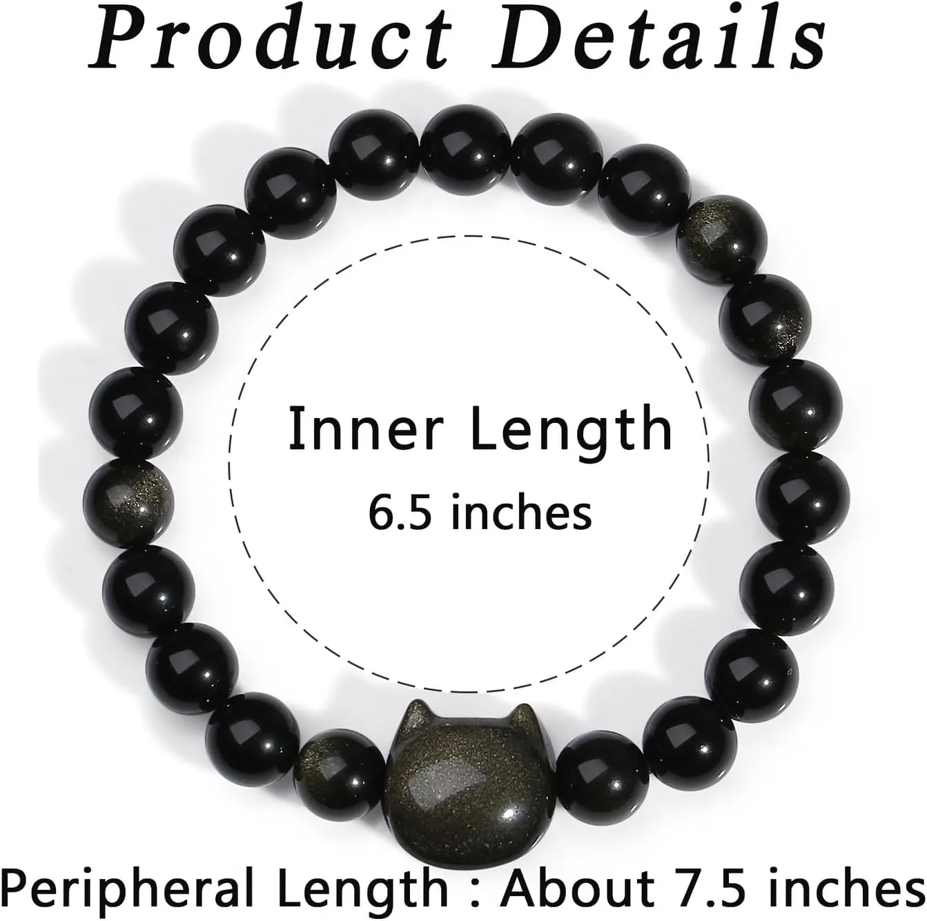 MAIBAOTA Cat Bracelet, Cat Jewelry Gifts for Women Men, 8 mm Crystal Bracelet for Good Luck, Money Attraction, Natural Stone Beaded Bracelet, Cat Gifts for Cat Lovers