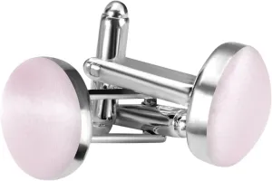 MANSPHIL Silk Pink Cuff Links Mens, Round Shirt Tuxedo Cufflinks for Wedding Grooms Business, 0.7" Diameter, Stainless Steel