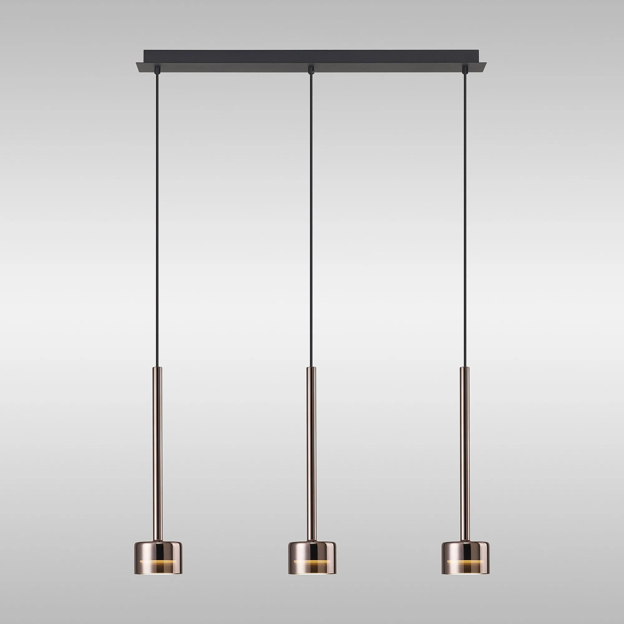 Mantra M7885 Tonic 3 Light Linear Pendant Copper/Black/Copper Glass