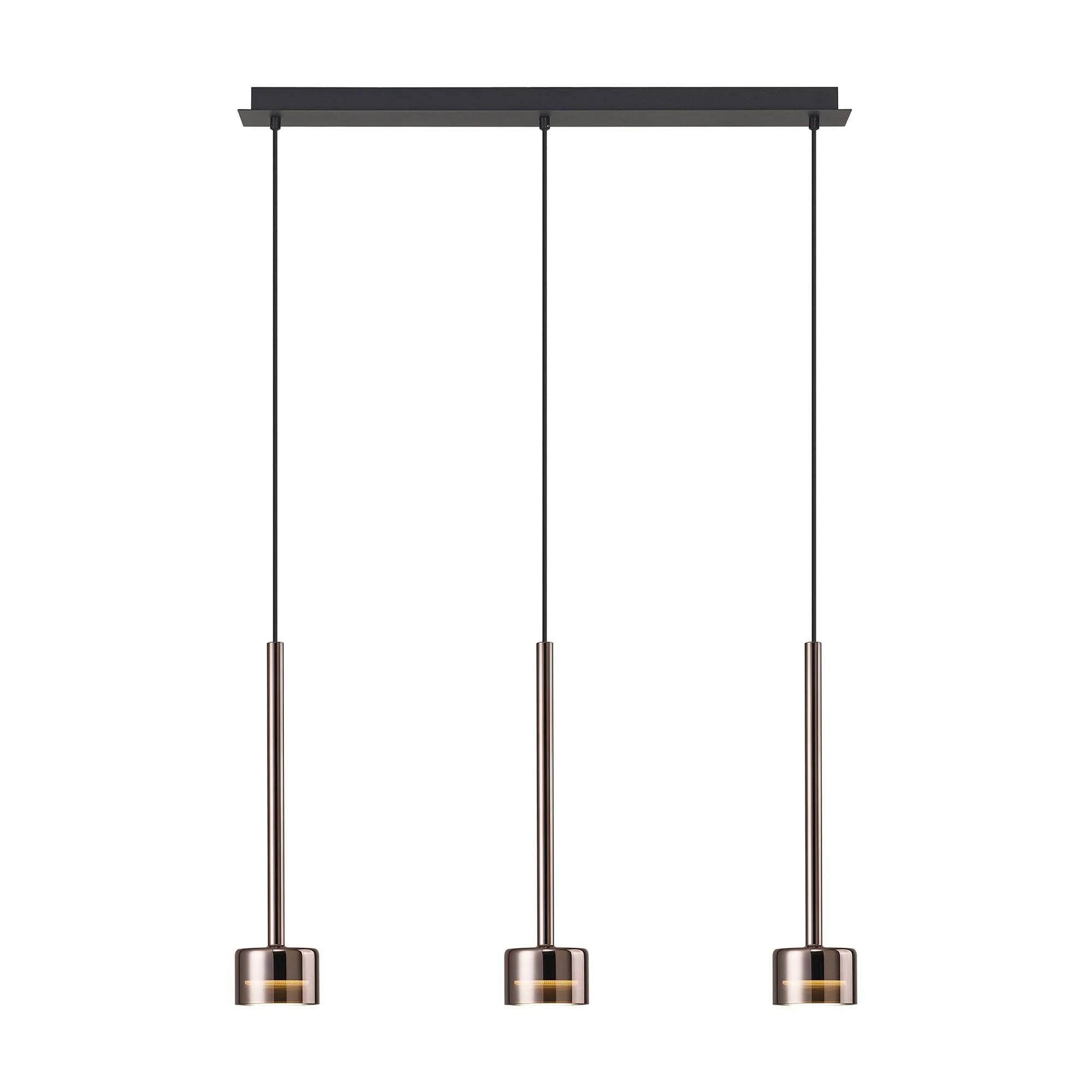 Mantra M7885 Tonic 3 Light Linear Pendant Copper/Black/Copper Glass