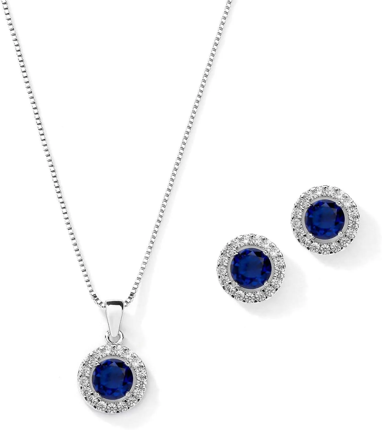 Mariell Bridal Wedding Necklace Set, Cubic Zirconia Pendant Necklace and Stud Earring, Bridal Jewelry Set
