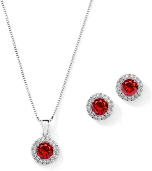Mariell Bridal Wedding Necklace Set, Cubic Zirconia Pendant Necklace and Stud Earring, Bridal Jewelry Set