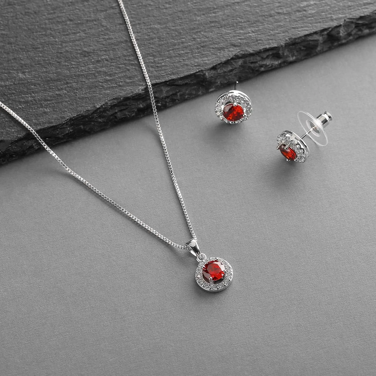 Mariell Bridal Wedding Necklace Set, Cubic Zirconia Pendant Necklace and Stud Earring, Bridal Jewelry Set