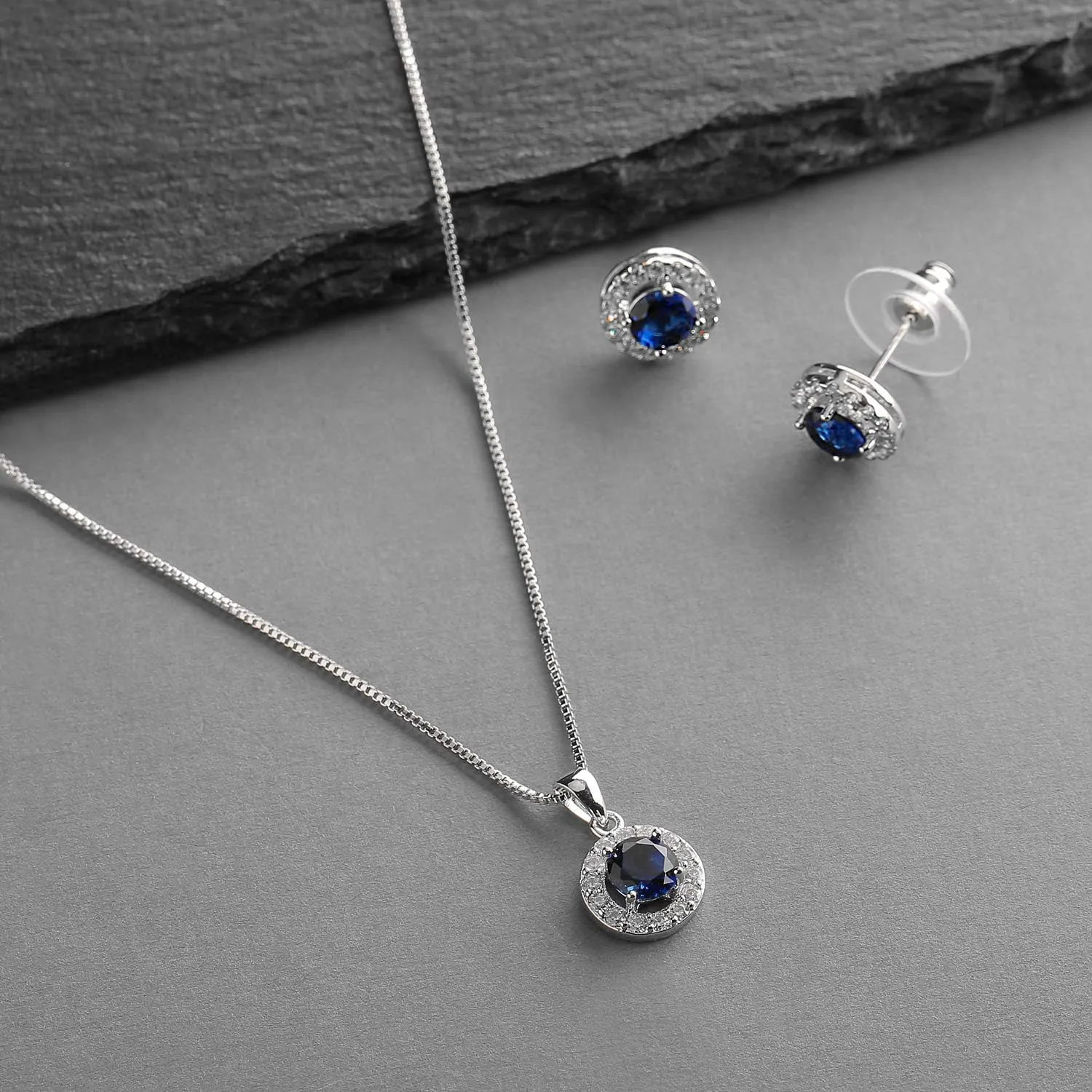 Mariell Bridal Wedding Necklace Set, Cubic Zirconia Pendant Necklace and Stud Earring, Bridal Jewelry Set