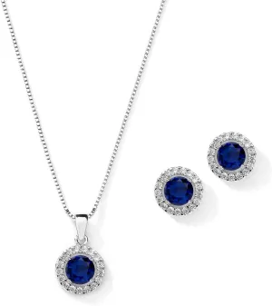 Mariell Bridal Wedding Necklace Set, Cubic Zirconia Pendant Necklace and Stud Earring, Bridal Jewelry Set