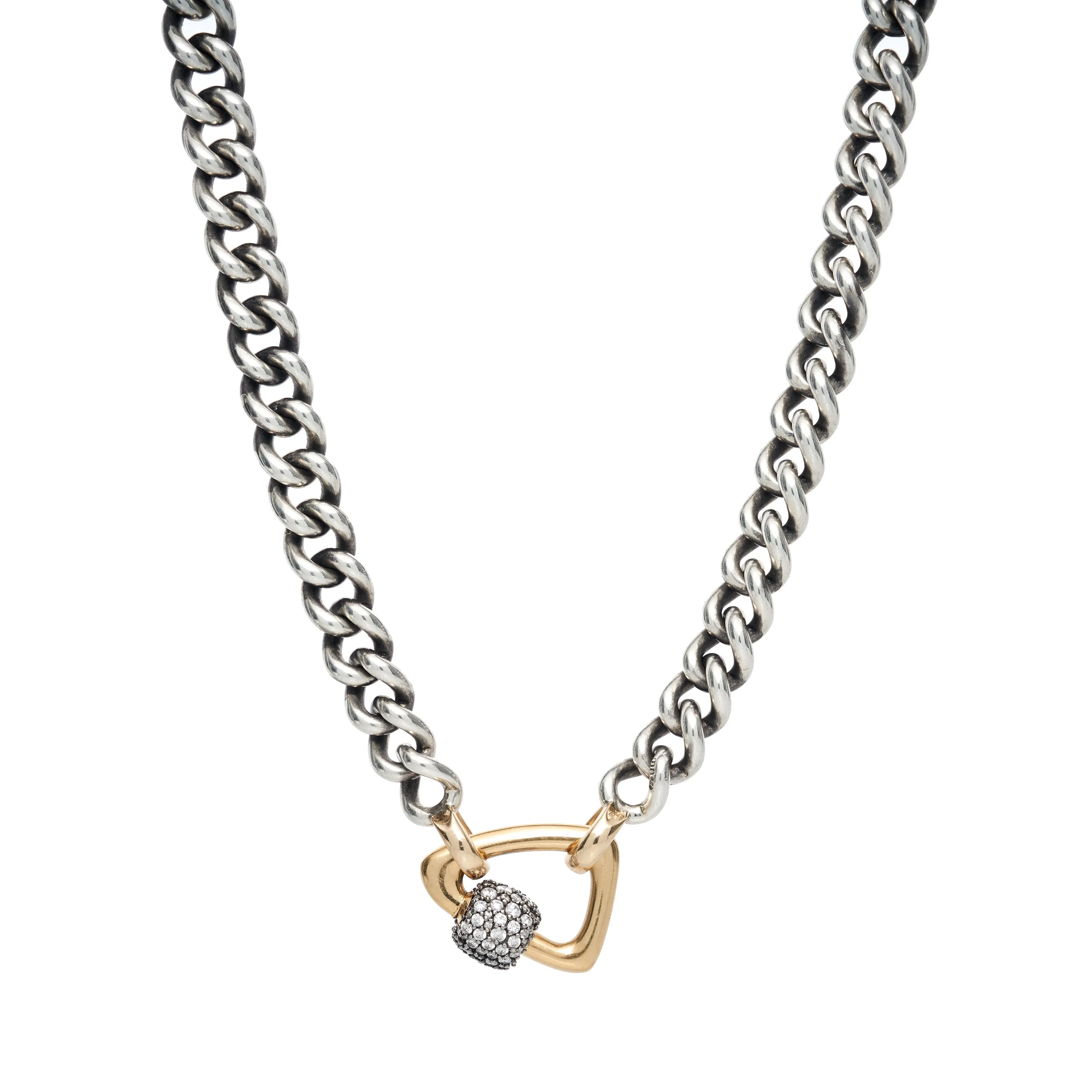 Marla Aaron Silver Mini Mega Curb Chain with 14k Yellow Gold Loops