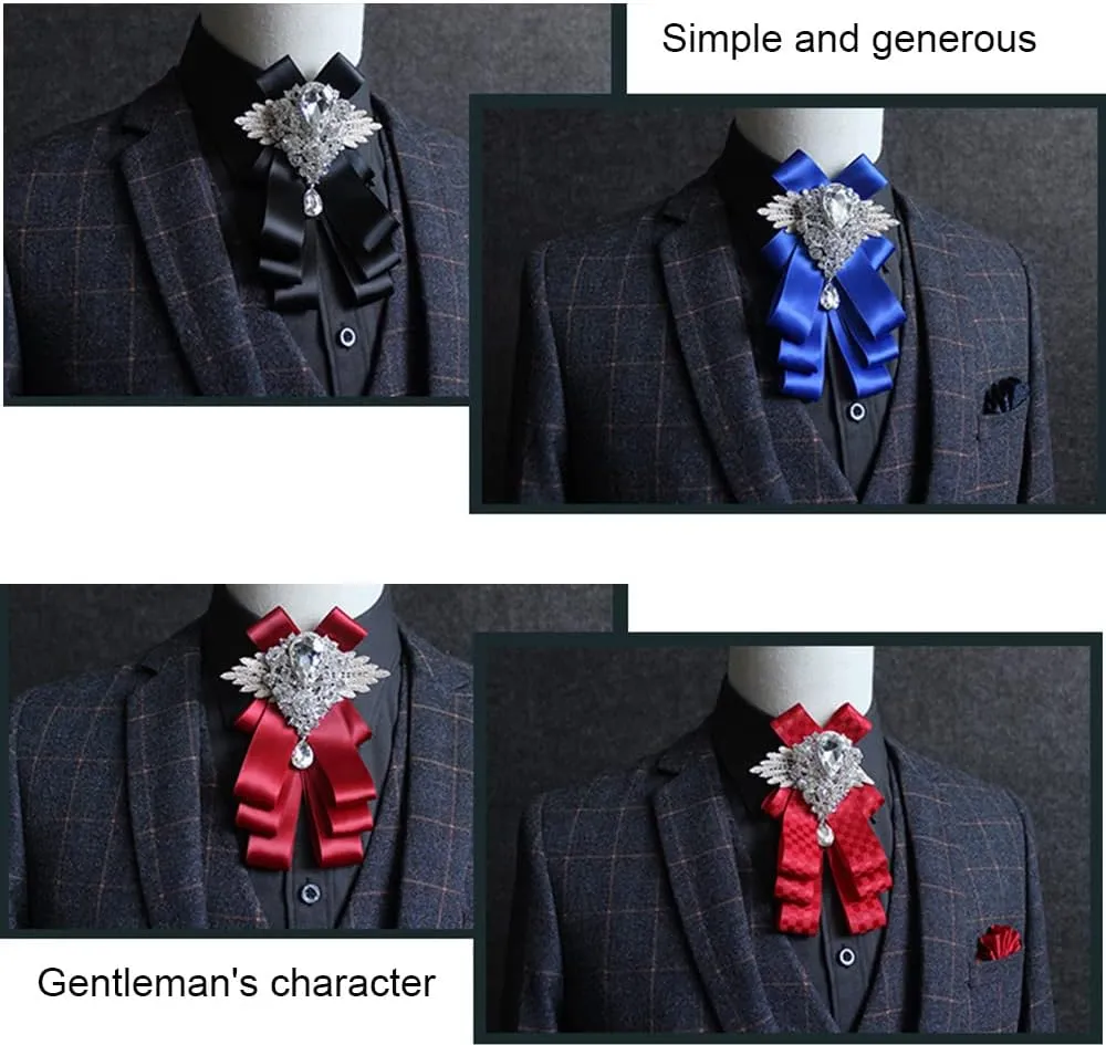 Master of ceremonies bridegroom groomsmen Banquet dress suit bow tie brooch gentleman Large diamond bow brooch(Multi-color option)