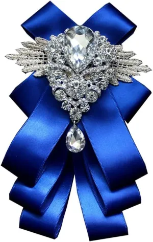 Master of ceremonies bridegroom groomsmen Banquet dress suit bow tie brooch gentleman Large diamond bow brooch(Multi-color option)