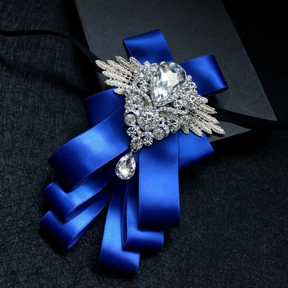 Master of ceremonies bridegroom groomsmen Banquet dress suit bow tie brooch gentleman Large diamond bow brooch(Multi-color option)