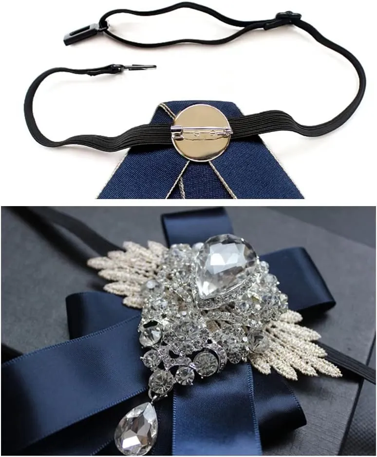 Master of ceremonies bridegroom groomsmen Banquet dress suit bow tie brooch gentleman Large diamond bow brooch(Multi-color option)