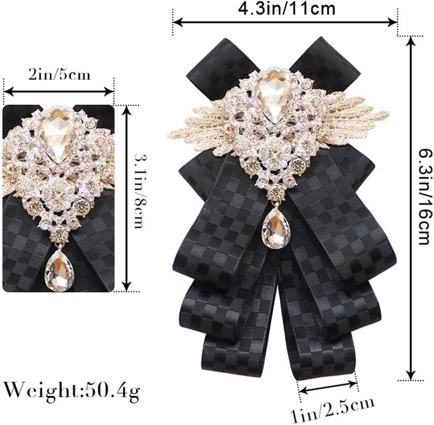 Master of ceremonies bridegroom groomsmen Banquet dress suit bow tie brooch gentleman Large diamond bow brooch(Multi-color option)