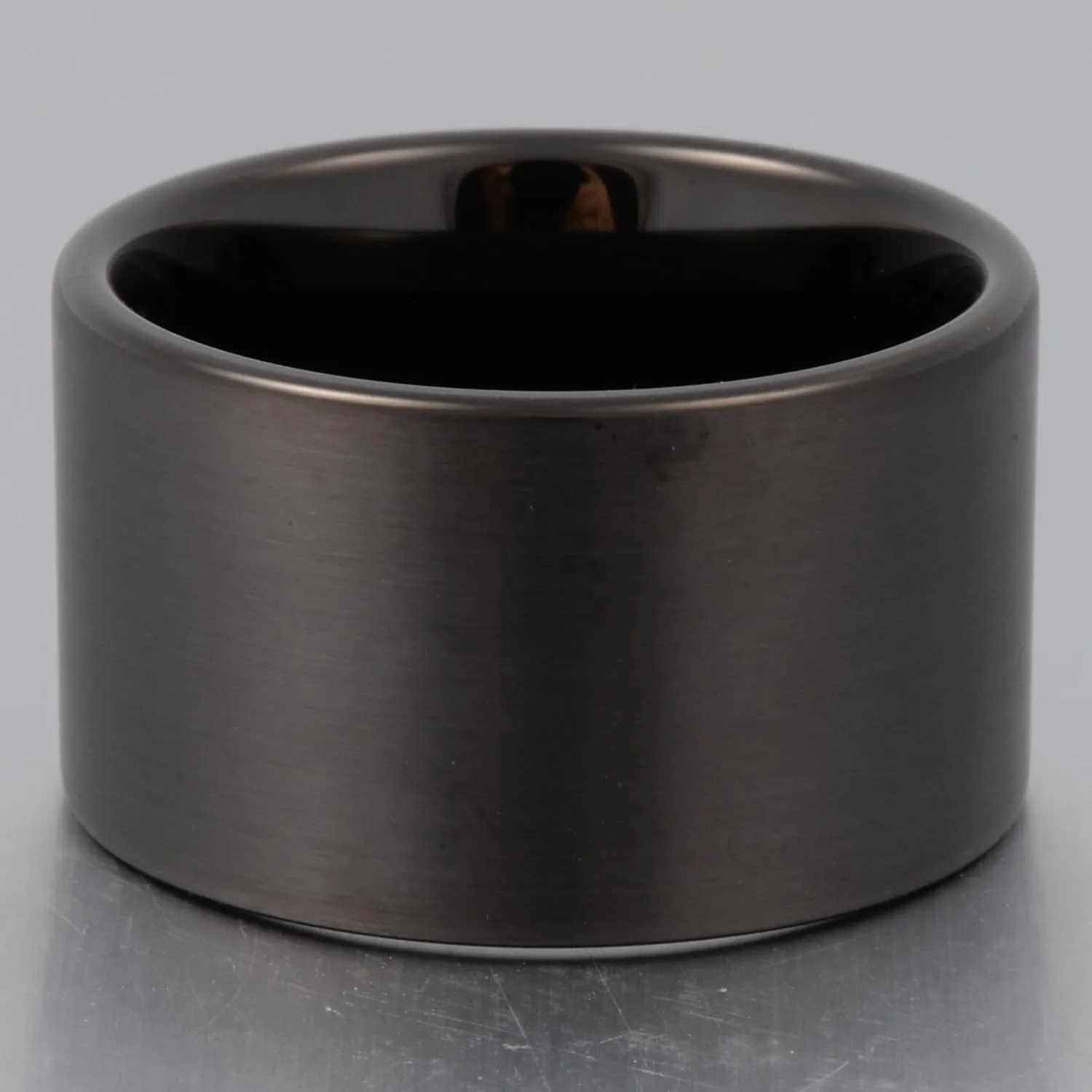 Men 14mm Big Tungsten Metal Ring Black Wedding Engagement Band Flat Top Pipe Cut Matte Finish Comfort Fit