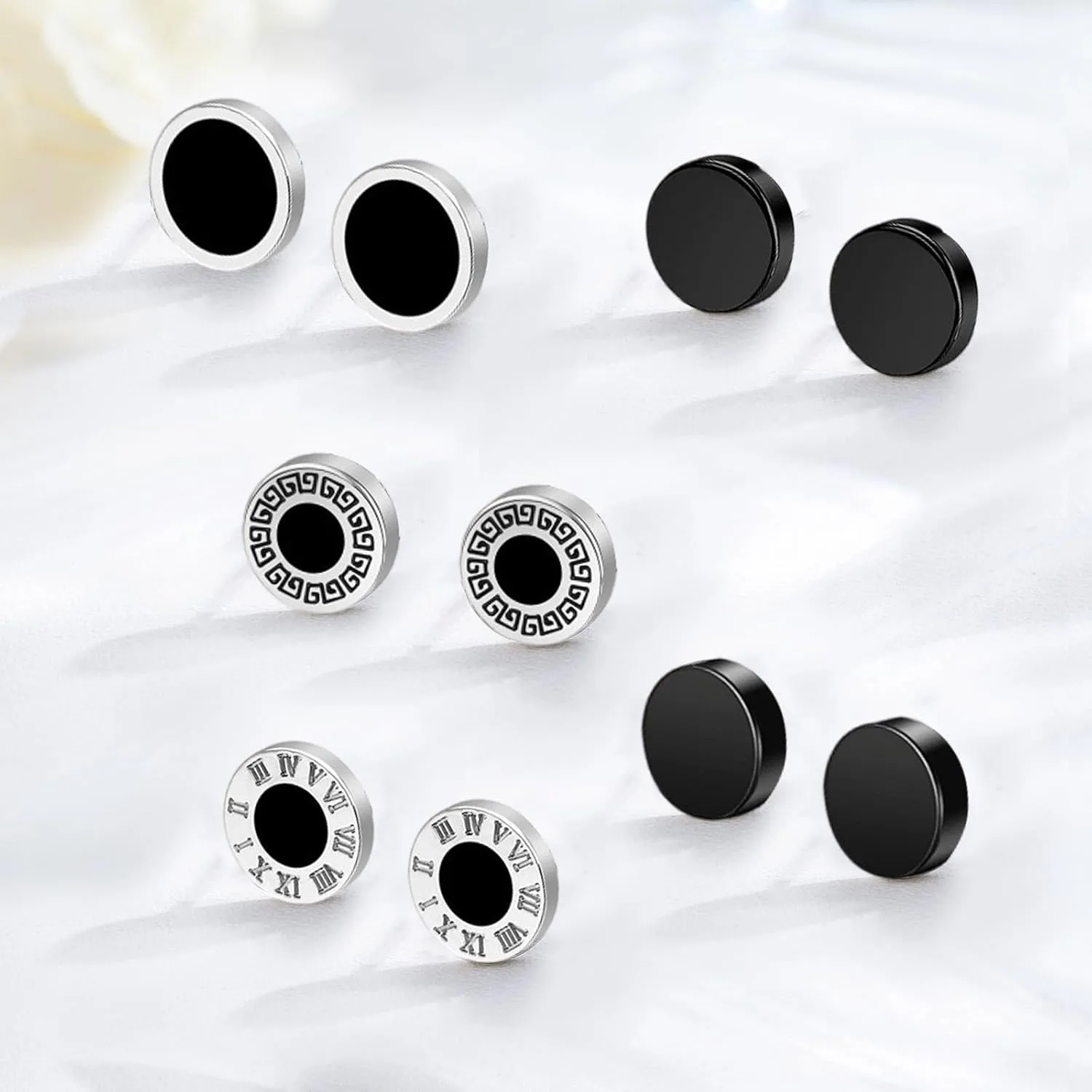 Men Black Hoop Earrings Set 8/15 Pairs Earring for Men Stainless Steel Mens Earrings Stud Cross Dangle Hoop Earrings Set Jewelry Gift for Women