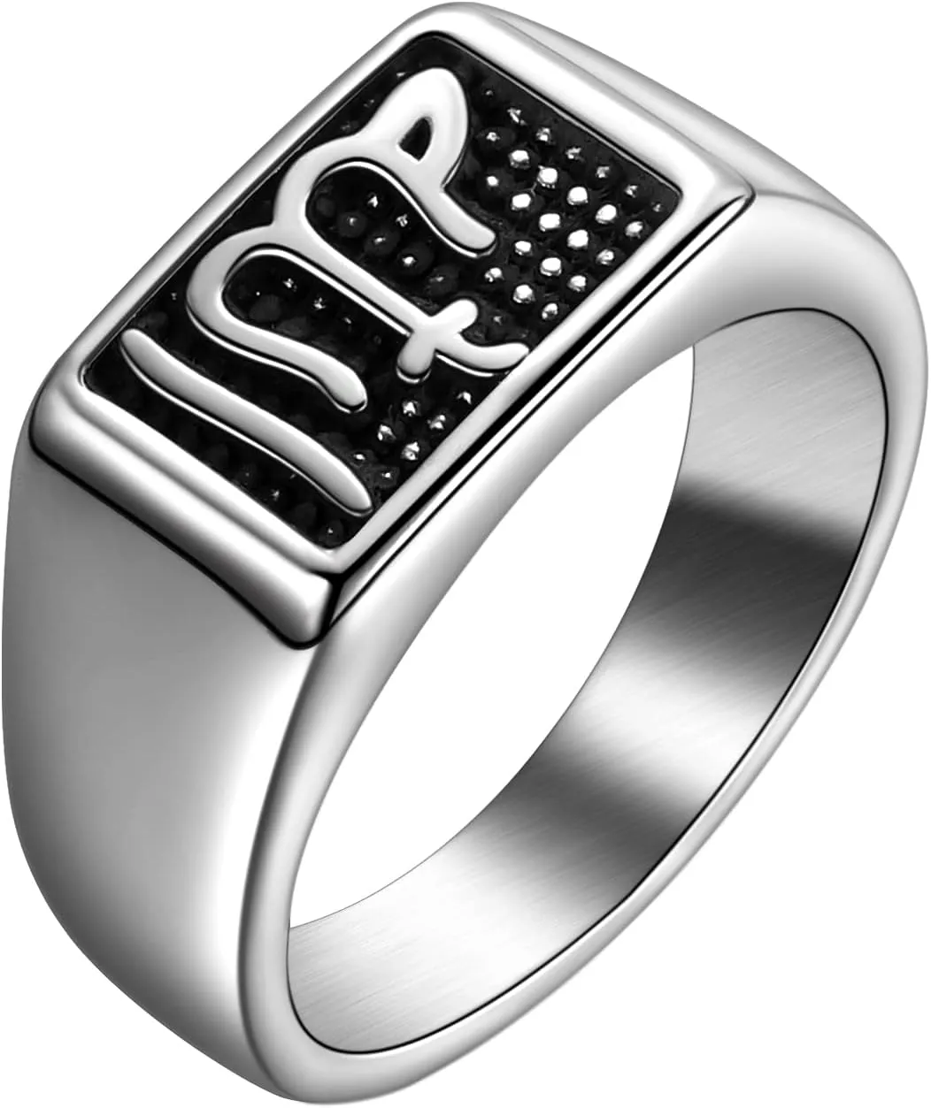 Men Religious Stainless Steel Ring - Eye of Horus Pentagram Pentacle Islam Muslim Allah Sigil of Lucifer Satanic Eye of Ra Egyptian Pharaoh Talisman Protection Seal of Satan Wicca Retro Signet Ring