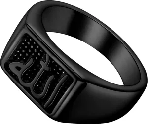 Men Religious Stainless Steel Ring - Eye of Horus Pentagram Pentacle Islam Muslim Allah Sigil of Lucifer Satanic Eye of Ra Egyptian Pharaoh Talisman Protection Seal of Satan Wicca Retro Signet Ring