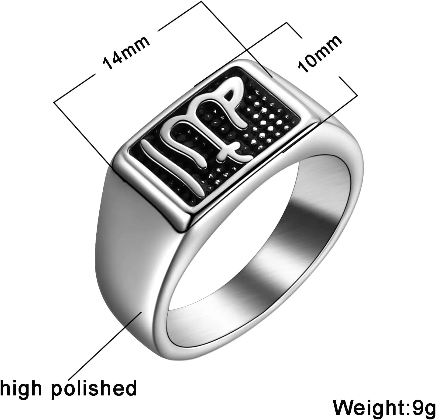 Men Religious Stainless Steel Ring - Eye of Horus Pentagram Pentacle Islam Muslim Allah Sigil of Lucifer Satanic Eye of Ra Egyptian Pharaoh Talisman Protection Seal of Satan Wicca Retro Signet Ring