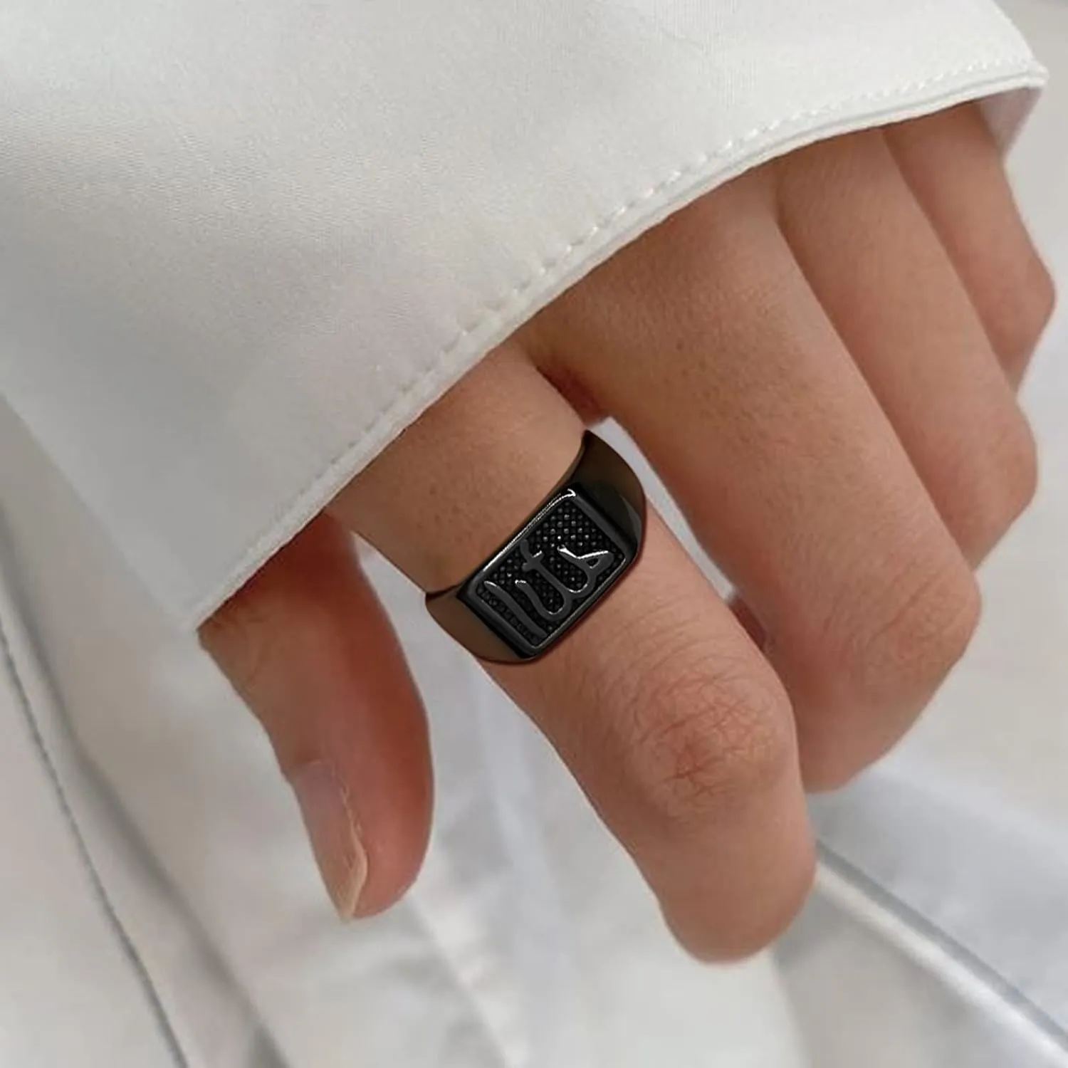 Men Religious Stainless Steel Ring - Eye of Horus Pentagram Pentacle Islam Muslim Allah Sigil of Lucifer Satanic Eye of Ra Egyptian Pharaoh Talisman Protection Seal of Satan Wicca Retro Signet Ring